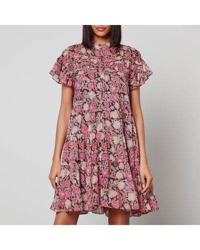 Isabel Marant Lanikaye Floral Cotton-chiffon Mini Dress - Pink