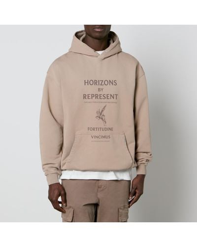 Represent Horizons Graphic Cotton-Jersey Hoodie - Natural