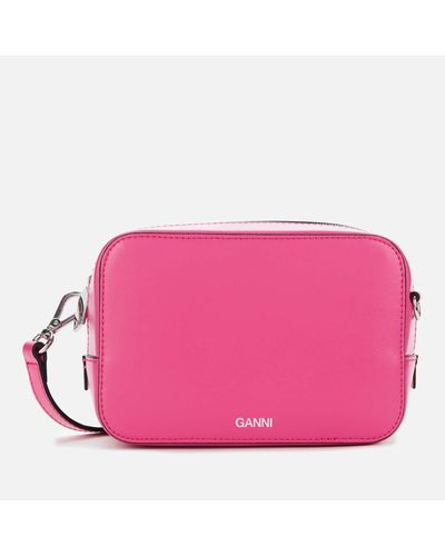 Ganni Textured Leather Camera Bag - Pink