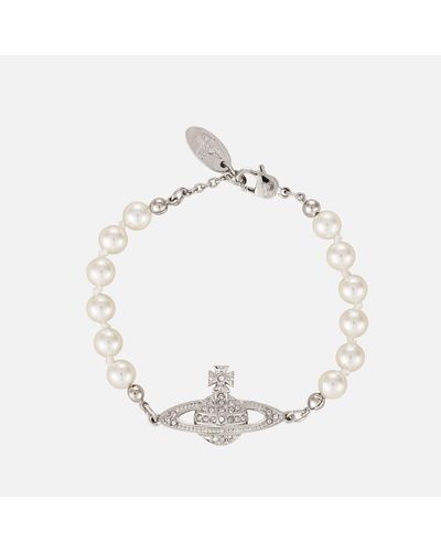 Vivienne Westwood Relief Platinum And Faux Pearl Bracelet - White