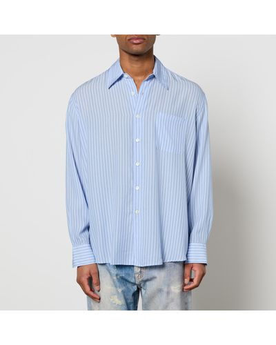 Our Legacy Above Striped Tencel Button-Down Shirt - Blue