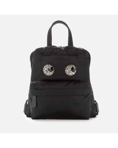 Anya Hindmarch Nylon Mini Drawstring Backpack Crystal Eyes - Black