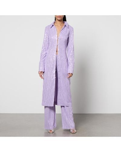 Stine Goya Sonja Sequined Mesh Midi Dress - Purple
