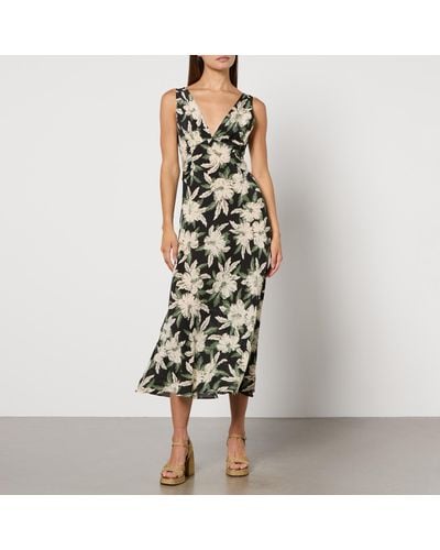 RIXO London Evie Floral-Print Silk Maxi Dress - Green