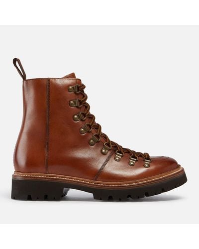 Grenson Nanette Hand Painted Leather Hiking Style Boots - Brown