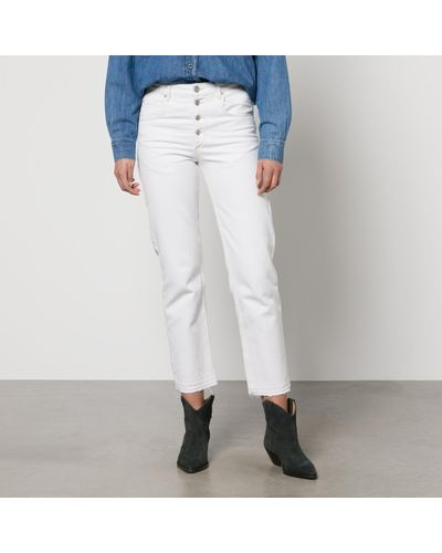 Isabel Marant Jemina Denim Cropped Straight-Leg Jeans - White