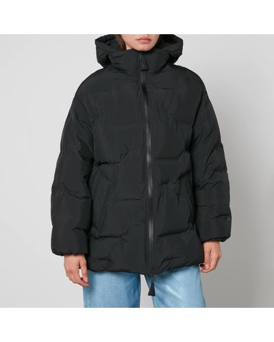 Ganni Hooded Quilted Shell Jacket - Black