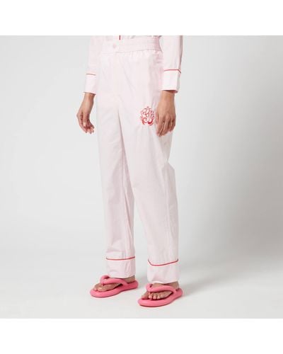 Ganni Cotton Poplin Pyjama Trousers - Pink