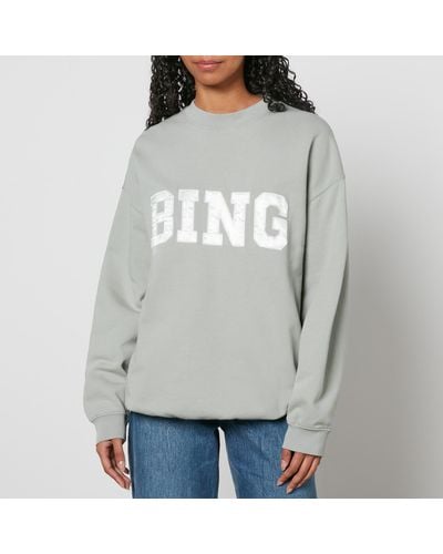 Anine Bing Tyler Logo-Appliquéd Organic Cotton-Jersey Sweatshirt - Grey