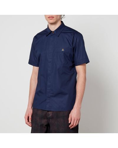 Vivienne Westwood Classic Short Sleeved Cotton-Poplin Shirt - Blue
