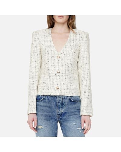 Anine Bing Anitta Checked Tweed Jacket - White