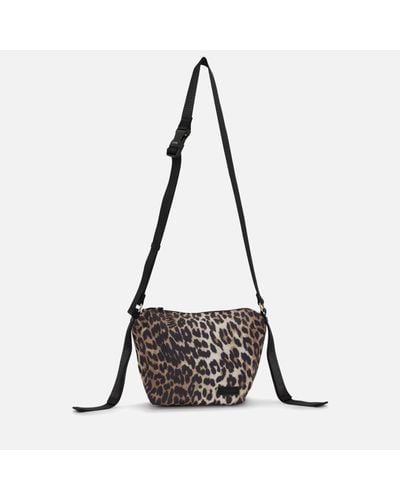 Ganni Small Hobo Leopard-print Shell Cross-body Bag - Black