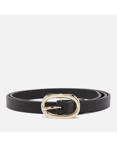 Anine Bing Mini Signature Link Leather Belt - Black