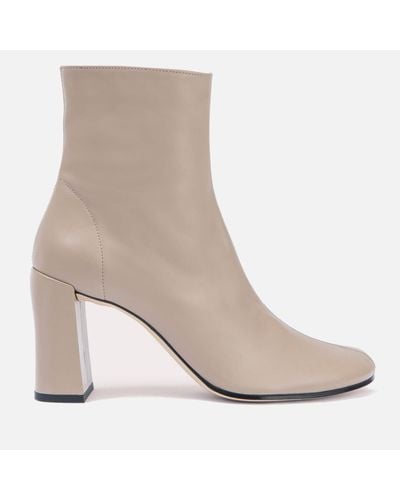 BY FAR Vlada Leather Heeled Boots - Natural