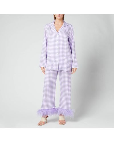 Sleeper Party Pajama Set With Feathers - Purple