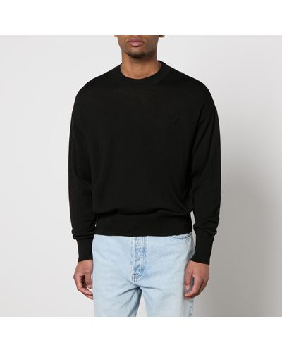 Ami Paris De Coeur Wool Sweatshirt - Black