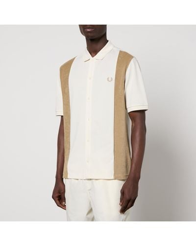 Fred Perry Cotton-Piqué Panelled Polo Shirt - Natural