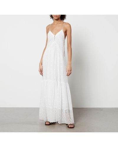 Isabel Marant Sabba Embroidered Broderie Anglaise Cotton Dress - White