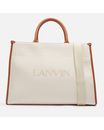 Lanvin Canvas And Leather Tote Bag - Natural