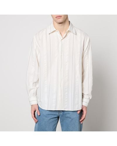mfpen Generous Puckered Pinstriped Recycled Cotton Shirt - White