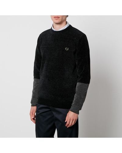 Fred Perry Two-Tone Chenille Sweater - Black