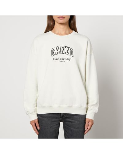 Ganni Isoli Organic Cotton-Jersey Oversized Sweatshirt - White