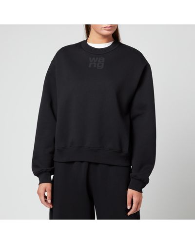 T By Alexander Wang Foundation Terry Crew Sweatshirt With Puff Paint Logo - Black