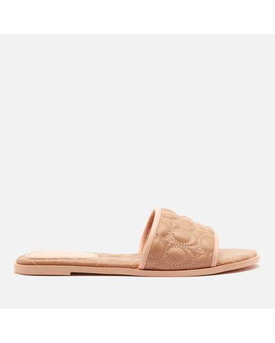 COACH Olivea Quilted Leather Slide Sandals - Natural