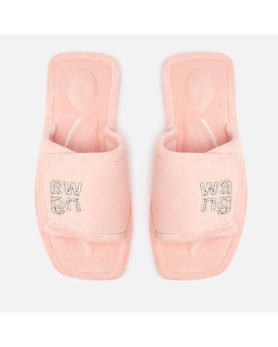 Alexander Wang Lana Padded Logo Slippers - Pink