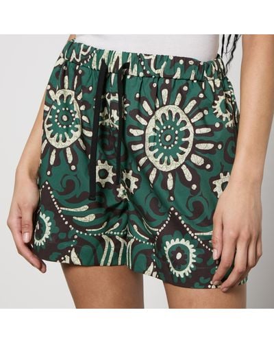 Sea Charlough Printed Cotton Shorts - Green
