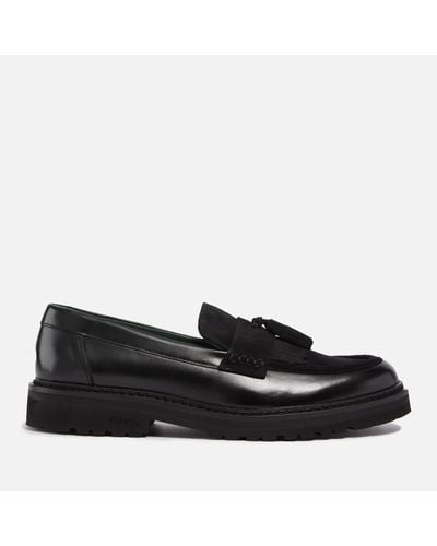 VINNY'S Richee Tassel Leather And Suede Loafers - Black