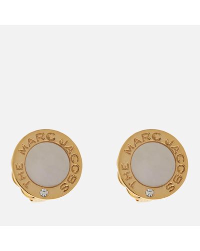 Marc Jacobs The Medallion Mother Of Pearl Gold Earrings - Metallic
