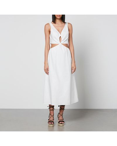 Anine Bing Dione Cutout Cotton-Poplin Dress - White
