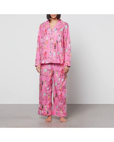 Karen Mabon Skiers Pink Cotton Pajama Set