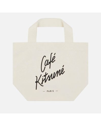 Café Kitsuné Mini Printed Cotton-canvas Tote Bag - White