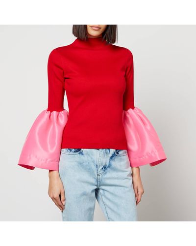 Marques'Almeida Satin-trimmed Organic Cotton Top - Red