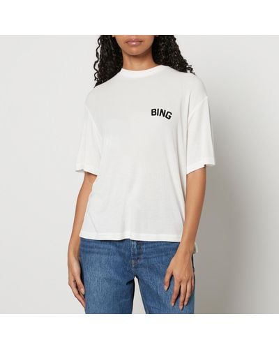 Anine Bing Louis Hollywood Ribbed-Knit Viscose T-Shirt - White