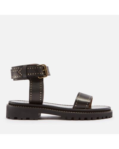 Isabel Marant Breena Studded Leather Sandals - Black