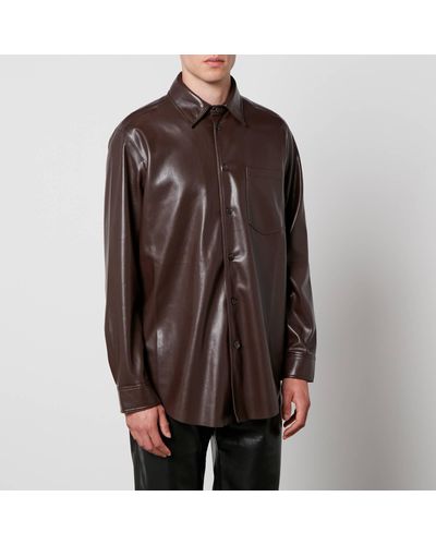 Nanushka Landis Faux Leather Shirt - Brown