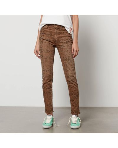Golden Goose Skinny Leopard-Print Stretch-Denim Jeans - Brown