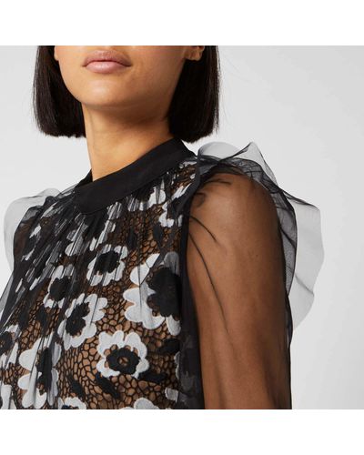 self portrait abstract floral guipure dress