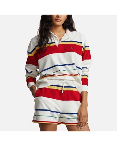 Polo Ralph Lauren Stripe Flannel Rugby Sweatshirt - Red