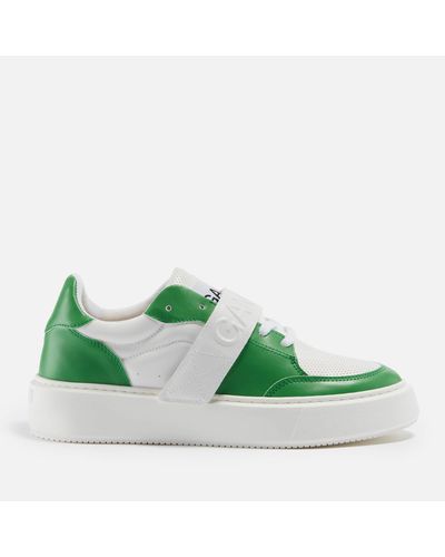 Ganni Two-Tone Leather Sneakers - Green