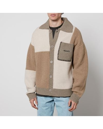 Axel Arigato Franco Patchwork Wool-Blend Cardigan - Natural