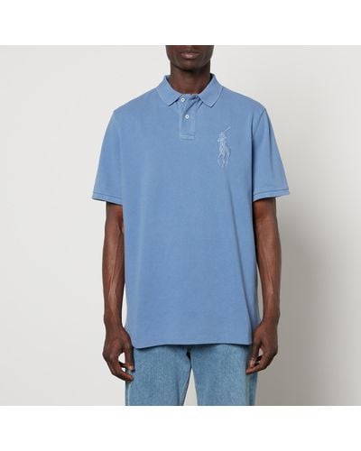 Polo Ralph Lauren Big Pony Brushed Cotton Polo Shirt - Blue