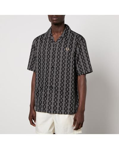 Fred Perry Revere Printed Camp Collar Shirt - Black
