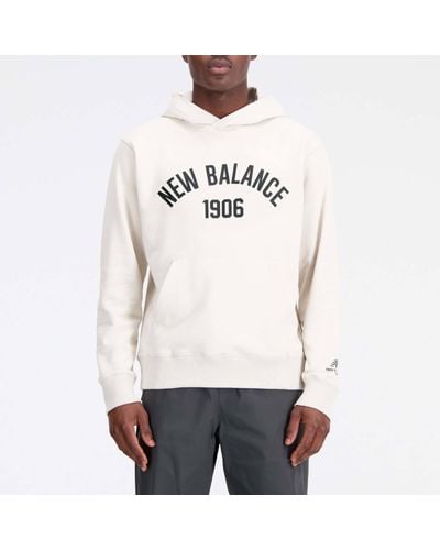 New Balance Essentials Varsity Cotton-Blend Fleece Hoodie - White