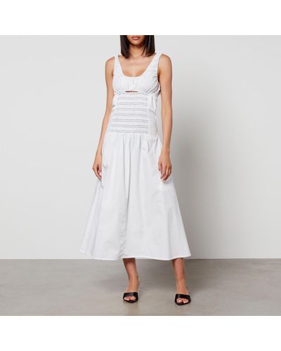 Toit Volant Bella Stretch-Cotton Seersucker Dress - White