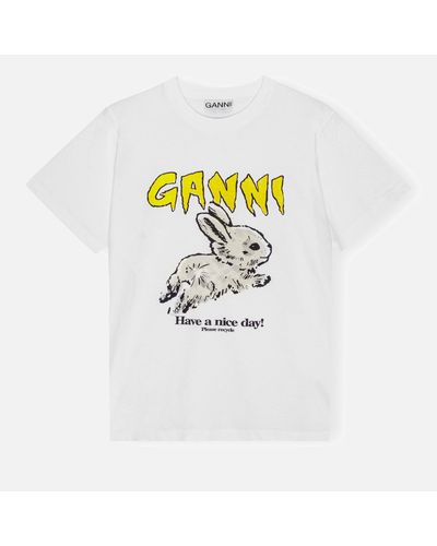 Ganni Basic Bunny Organic Cotton-Jersey T-Shirt - White
