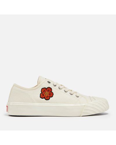 KENZO School Low Top Cotton-canvas Sneakers - White